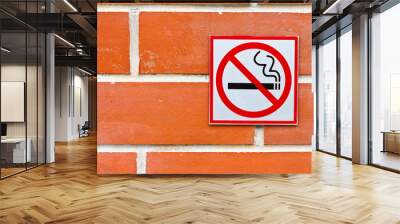 no smoking sign on brick wall Wall mural