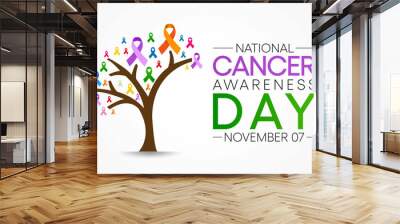 Cancer awareness day is observed every year on November 7, to raise awareness of cancer and to encourage its prevention, detection, and treatment. Vector illustration Wall mural