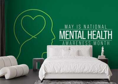 Mental health awareness month observed each year in May. it includes our emotional, psychological, and social well-being. It affects how we think, feel, and act. Vector illustration Wall mural