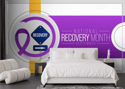 Recovery month is observed every year during September to educate the public about substance abuse treatments and mental health services. Vector illustration Wall mural