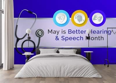 Vector illustration on the theme of Better Hearing and speech Month observed during the full month of May to raise awareness about communication disorders. Wall mural