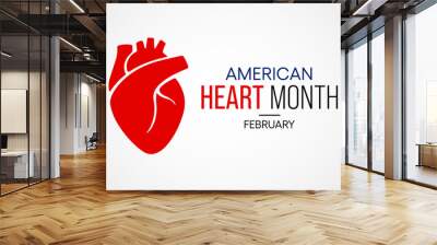 Vector illustration on the theme of National American Heart month observed each year during February across United States. Wall mural