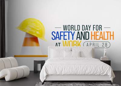 World day for safety and health at work is observed every year on April 28, to promote and protect employees through safe and healthy work practices. 3D Rendering Wall mural