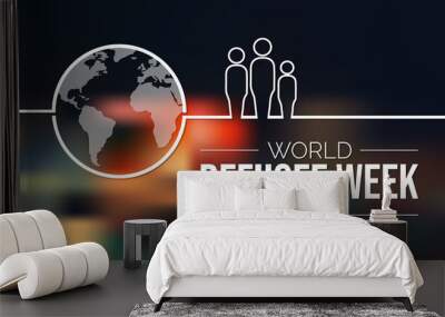 World Refugee week is observed every year during June, they are person who has been forced to leave their country in order to escape war, persecution, or natural disaster. Vector illustration. Wall mural