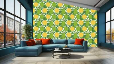 Seamless pattern with jack fruits and leaves vector illustration Wall mural