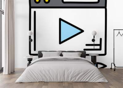 Video player vector illustration, filled design editable outline icon. Pixel perfect Wall mural