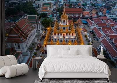 Wat Ratchanaddaram and Loha Prasat Metal Palace in Bangkok Wall mural