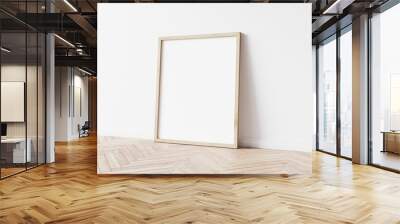 Vertical wooden frame on wooden floor. 3d illustration. Wall mural