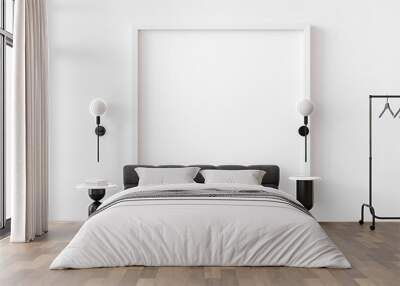 White square photo frame on white wall. 3d illustration. Wall mural