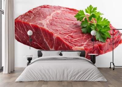 Fresh raw red beef meat on a white background. Fresh meat concept. Wall mural