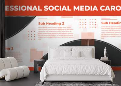 Professional Editable Orange Social media Carousel Template, Microblog carousel template for social media for Effective Social Media Posts and Business Promotion. Wall mural