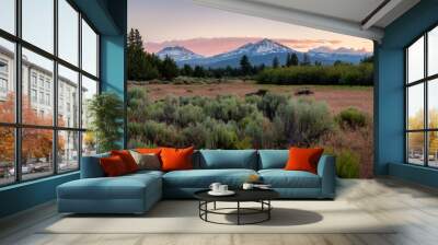 Three Sisters mountains during sunset in Bend Oregon Wall mural