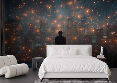 a businessman insight, technology, cinematic. Wall mural