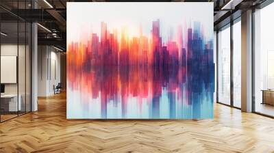 Abstract city building skyline metropolitan area in contemporary color style and futuristic effects. Real estate and property development. Innovative architecture and engineering concept. Wall mural