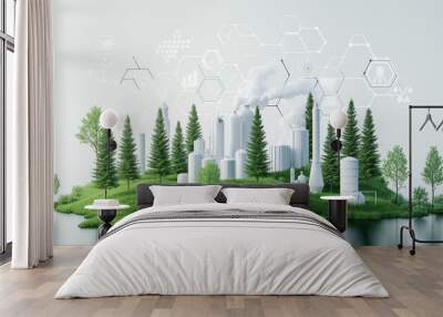 Carbon capture technologies in net-zero strategies for carbon neutrality. Wall mural