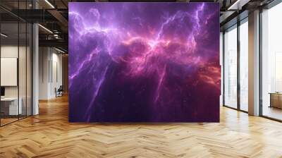 Purple Abstract Glowing Space stars background , Blue abstract Cosmos space stars nebula digital illustration fractal. Wall mural