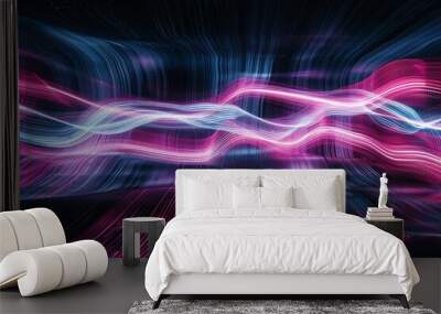 Colorful neon speed light lines background. Fiber optic Technology. Futuristic wallpaper. Banner. Illustration. Backdrop Wall mural