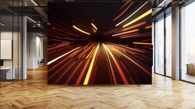 Colorful neon speed light lines background. Fiber optic Technology. Futuristic wallpaper. banner. Illustration. Generative AI Wall mural