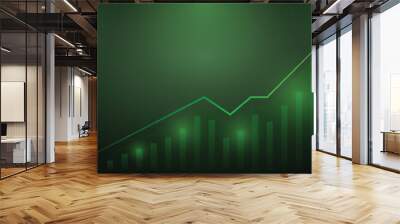 Green Stock Market Trading Background. Wallpaper. Finance Banner. Graph. Vector Illustration Wall mural