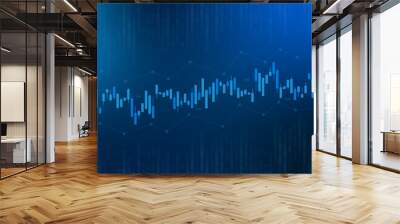 Stock Market Trading Chart On Dark Blue Background. Business Wallpaper. Finance Banner. Graph. Vector Illustration Wall mural