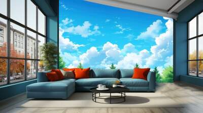 Nature background with blue sky and clouds. sunny day Wall mural