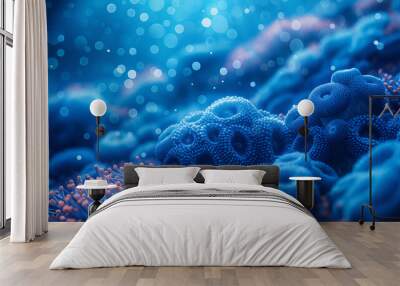 A blue wave with many small dots in it Wall mural