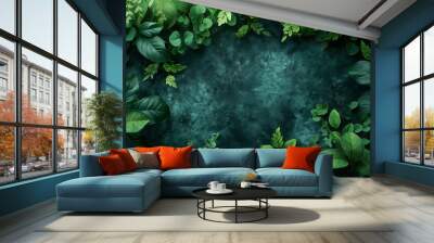 A lush green plant with many leaves and some flowers Wall mural