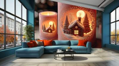 christmas candle and decorations Wall mural