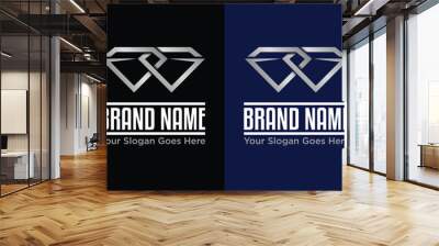 simple modern luxury two diamond connected synergy logo design vector illustration Wall mural