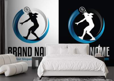 simple modern women tennis sport vector illustration logo design Wall mural