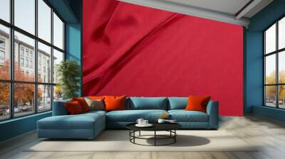 red silk background; crimson silk texture background; fashion concept; beauty, technology idea Wall mural