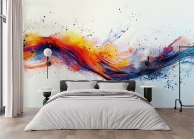 An artistic calligraphy border with splashes of color and dynamic lines Wall mural