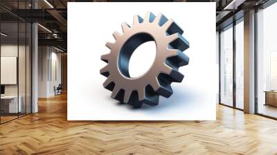 gear icon. Teamwork concept. Technical support illustration, isolated on white background. Cartoon realistic cogwheel Wall mural