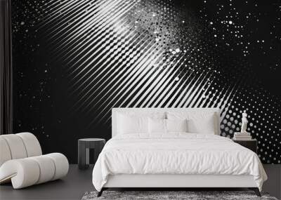 Monochrome printing raster, abstract vector halftone background Wall mural