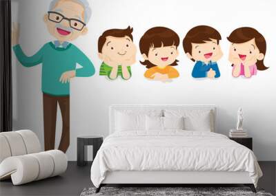 Grandparents,elderly people,grandfather and grandmother, characters in various activities Wall mural