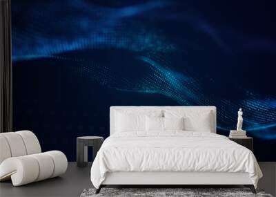 beautiful abstract wave technology background with blue light digital effect corporate concept Wall mural