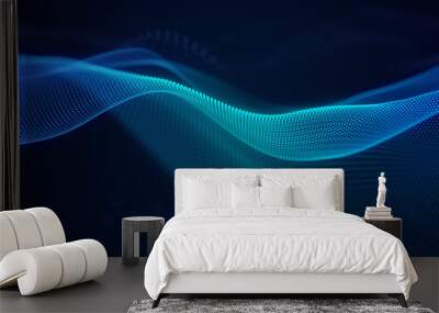 beautiful abstract wave technology background with blue light digital effect corporate concept Wall mural