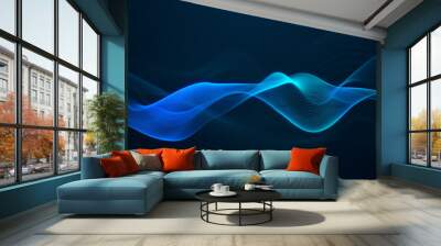 beautiful abstract wave technology digital network background with blue light digital effect corporate concept Wall mural