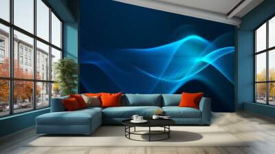 beautiful abstract wave technology digital network background with blue light digital effect corporate concept Wall mural