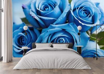 blue and white roses, flower, flowers, love, pink, valentine, wedding, nature, red, beauty, romance, bunch, blossom Wall mural