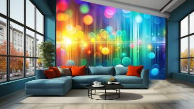 Colorful abstract background with vibrant moire effect patterns formed by blurred lights, abstract, colorful, vibrant, moire Wall mural