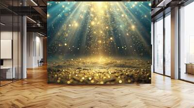 Elegant dust particles underwater with rim light, creating a luxurious and glittering background, luxury, premium Wall mural