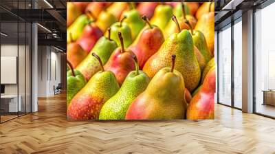 Fresh and juicy pears on display, fresh, delicious, pears, table, fruit, healthy, organic, ripe, sweet, nutrition Wall mural