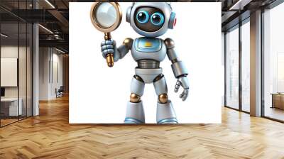 robot holding magnifying 3d illustration Wall mural