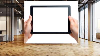 Tablet in hands with transparent background Wall mural