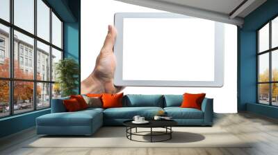 Tablet in hands with transparent background Wall mural