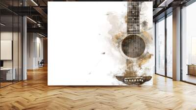 Abstract colorful Guitar in the foreground on Watercolor painting background and Digital illustration brush to art. Wall mural