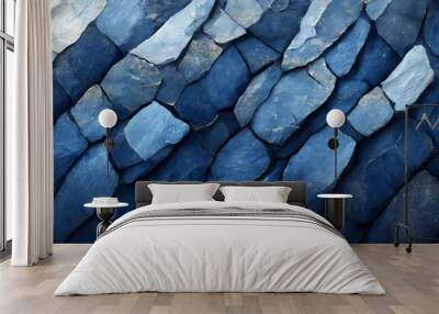 abstract grunge decorative dark navy blue stone wall texture indigo on digital art concept, Generative AI. Wall mural