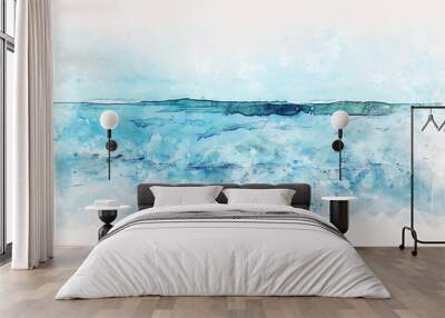 Abstract sea soft wave watercolor illustration painting backgroud. Wall mural