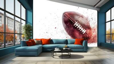 A small clipart of a football being kicked, capturing the energy of the game, isolated white background Wall mural